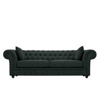 Sofá Chesterfield de Diseño Moderno Estilo Inglés, Sofá Tapizado con Patas de Madera Maciza
