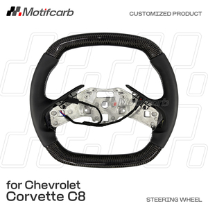 Volant personnalisé en fibre de carbone avec poignées en cuir noir pour Chevrolet Corvette C8 Z06 ZR1 1LZ 2LZ 3LZ Coupé 2019-2026 - Product Image 2