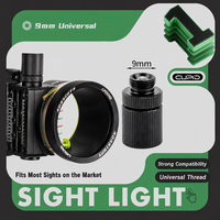 Lumière de visée pour arc composé 9 mm, filetage universel, en alliage d'aluminium, LED vert-violet, pile LR41, interrupteur rapide, pour viseurs d'arc