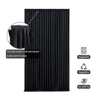 Rideaux de fond de scène extensibles à poches pour tringles, style européen, résistants aux plis, réutilisables, en polyester, pour événements