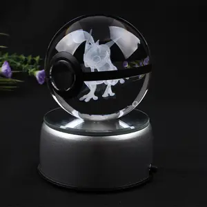Boule en cristal <span class=keywords><strong>Greninja</strong></span> Poke gravée au laser 3D personnalisée, modèle en cristal K9 de 80 mm pour souvenir, cadeau d'affaires, poli et sculpté - Product Image 1