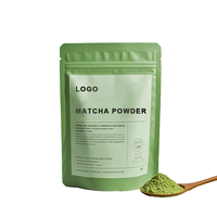 Sachet Doypack alimentaire refermable avec fermeture éclair, personnalisable avec logo, opaque, pour poudre de matcha et thé vert