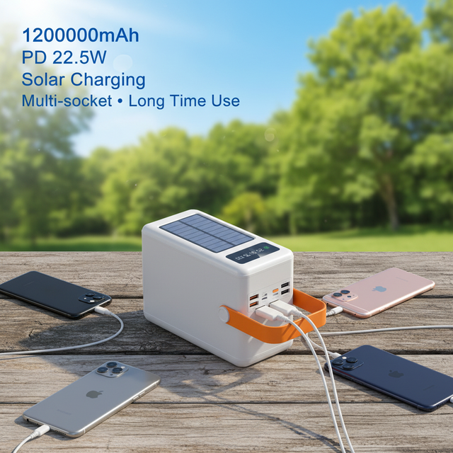 YSAP Universal High Capacity Solar Portable Power Bank with 4 Cables USB Type-C 22.5W Fast Charging Rechargeable 100000mAh