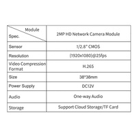 38*38mm 1080p Papan PCB Kamera Keamanan CCTV HD 2MP Modul PCB Kamera IP CMOS Dengan Slot Kartu SD