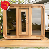 Ruang Sauna Uap untuk 4-6 Orang, Sauna Kayu Rumah Tangga dan Ruang Sauna Kubus Luar Ruangan dengan Beranda