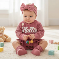 Regalos Personalizados con Nombre, Suéter, Regalo de Cumpleaños, Bordado de Letras, Mono para Bebé, Traje de Escalada para Niños, Gorro para Bebé, Conjuntos de Calcetines con Lazo
