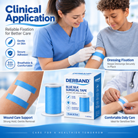Bande adhésive chirurgicale en soie bleue 5cm x 3m, fabricant de ruban adhésif médical, vente en gros, OEM, marque privée