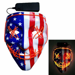 Masker kawat El bendera Amerika LED topeng menyala mode untuk hari indliontin topeng Festival 4 Juli - Product Image 2