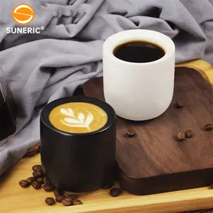 Set cangkir kopi, warna Solid Modern 100ml 2 buah Mug Latte tebal keramik Espresso porselen dapat digunakan kembali