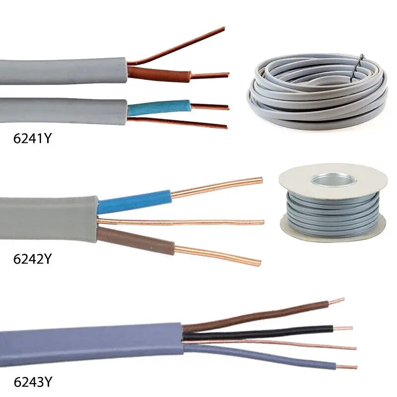 สายเคเบิล BS6004แบนคู่6242y สายดิน2.5มม. BVVB RVB TPS ทำจากทองแดงไฟฟ้าและสายดินคู่