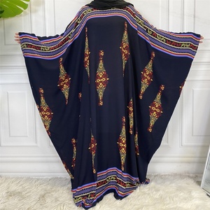 6427# Cotton Colorful Pattern Batwing Sleeve Tradition Prayer Abaya Dress Muslim <b>Islamic</b> Clothing - Product Image 4