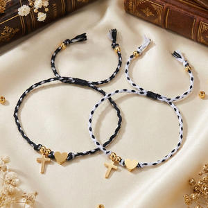 Bracelets de promesse avec pendentif en forme de cœur croisé, corde tressée réglable, bijoux d'amitié, cadeau pour les amoureux, cadeau de la Saint-Valentin - Product Image 3
