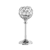 Ensemble de 3 bougeoirs en cristal dorés et argentés avec perles pour bougies chauffe-plat, idéal pour les mariages, Noël, le Nouvel An et les centres de table de fête