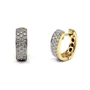 Perfect Fit Comfortable Design 18k Yellow Gold High Quality Round Diamond Jewellery Hoops Statement Earrings for Party - Product Image 1