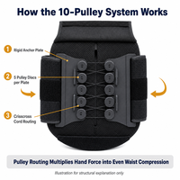Penyangga Punggung Lumbar Hitam 10 Pulley dengan Panel Ganda, Jaring Sarang Lebah, dan Panel Pelindung Punggung