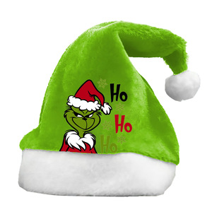 Gorro de Navidad de Felpa Suave con Estampado de Personajes Verdes, Gorro de Santa Claus para Adultos y Niños, Disfraz para Fiestas Navideñas, Suministro al por Mayor - Product Image 4