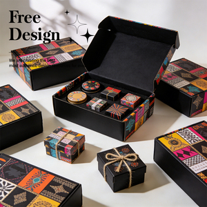 Boîtes cadeaux personnalisées en carton ondulé écologique avec laminage mat et gaufrage, petites boîtes d'expédition noires pour colis de petite taille - Product Image 2