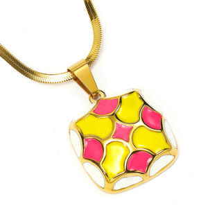 ยุโรปและสหรัฐอเมริกา ins ยุ้ยบุคลิกภาพเรขาคณิตประกบวางเคลือบจี้เหล็กไทเทเนียมฤดูใบไม้ร่วงฤดูหนาว fash - Product Image 1