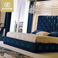 Ensemble de meubles de chambre à coucher italien de luxe, lit double moderne de taille king, ensemble de meubles en cuir