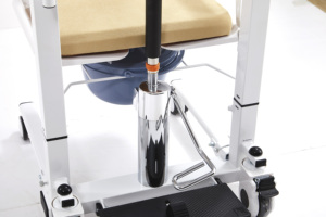 Chaise de transfert de patient à levage hydraulique en acier inoxydable avec siège de toilette en plastique divisé et seau amovible - Product Image 4