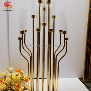 Porte-bougie en métal doré au design moderne, pour mariage, banquet, décoration de table de restaurant, porte-bougie en verre - Product Image 2