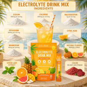Poudre de soutien énergétique biologique à la grenade et à la cerise Mélange d'électrolytes Supplément booster pour le sport Boisson pour adultes - Product Image 2