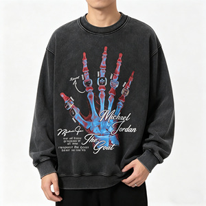 Pull à capuche pour homme, coupe régulière, manches courtes, imprimé DTG, style streetwear américain, couleur unie, hip-hop, automne - Product Image 5