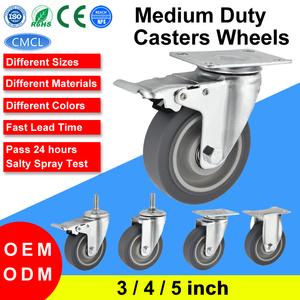 Roda TPR CMCL 3 4 5 Inch, Roda Kastor Tugas Sedang Berulir untuk Troli Mesin, Roda Industri dengan Pengunci, Produsen Roda Kastor - Product Image 3