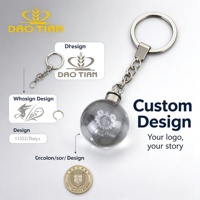 Porte-clés en cristal K9 gravé au laser 3D personnalisé, logo à l'intérieur de la sphère de verre, cadeau promotionnel d'entreprise, souvenir avec chaîne en métal