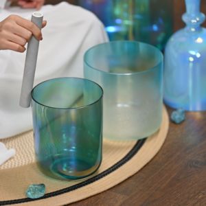 Coffret <span class=keywords><strong>de</strong></span> bols chantants en cristal Jinfang pour les chakras, accordés à la perfection pour la sonothérapie, toutes notes incluses, avec anneaux en O et maillets offerts - Product Image 3