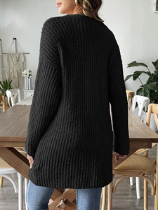 Auf Lager OEM Mode Custom Winter <span class=keywords><strong>Long</strong></span> Womens Strick pullover Rib Loose <span class=keywords><strong>Coat</strong></span> Mit Taschen Open Front Casual Cardigan Sweater - Product Image 5