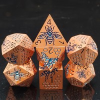 Jeu de dés polyédriques bleu-noir pour D&D, 7 dés métalliques, Dragon, Donjons, Jeu de rôle, Écologique, Fait main, Jeu de société