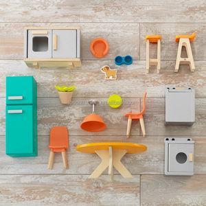 Maison de poupée en bois grande taille pour enfants avec accessoires, modèle de chambre et meubles, jouets pour enfants, jeu à quatre côtés - Product Image 5