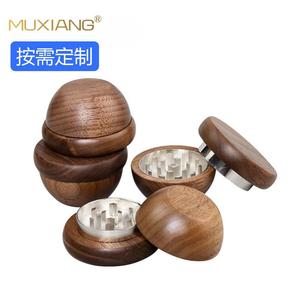 Muxiang Wood Smoking Grinder Zinc Alloy Inner Core Round Shape Customizable For Hand Rolled Cigarettes - Product Image 1