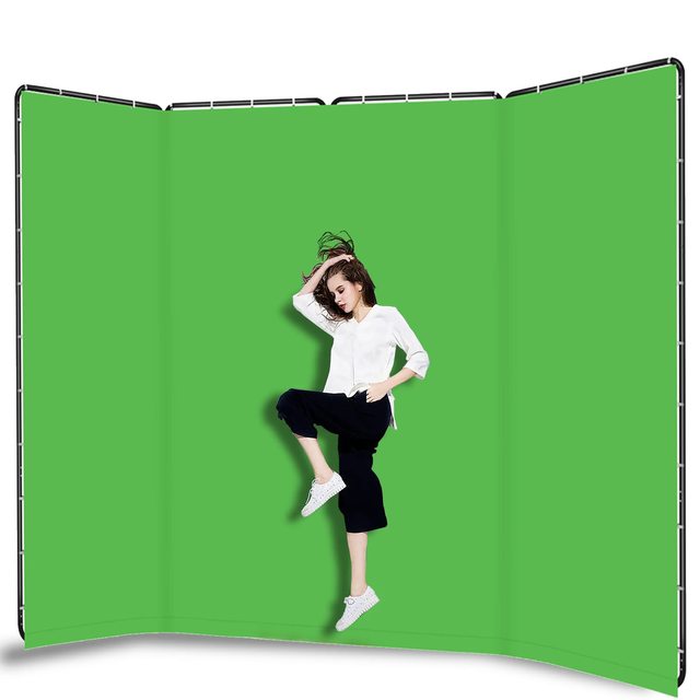 2.4M X 4M Green Screen Backdrop with Stand Large Collapsible Green Backdrop for Parties Photography Video Streaming Gaming
