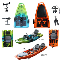 Kayak de pêche à pédales en plastique Viking populaire de 9,5 pieds, siège unique, modulaire, détachable en 2/3 sections, coque en HDPE