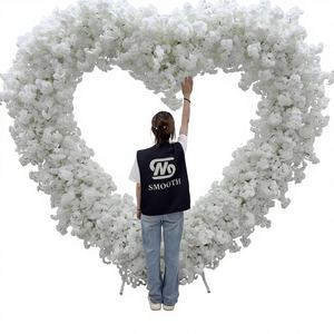 Arche de fleurs blanches en forme de cœur en soie artificielle de haute qualité SMOOTH pour mariage avec support, toile de fond pour demande en mariage 1,8-2,4 m - Product Image 1