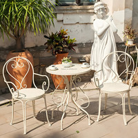 Ensemble bistrot Jaguar vert clair en fer forgé, fauteuils pliables et empilables, imperméables, écologiques, perforés, pour hôtel