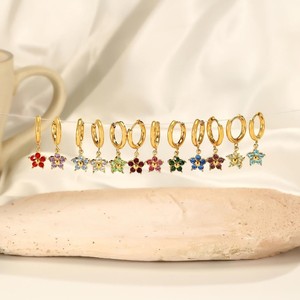 Boucles d'oreilles clous en acier inoxydable plaqué or 18 carats, motif signe du zodiaque, avec pierre de naissance, pour femme, vente en gros - Product Image 4
