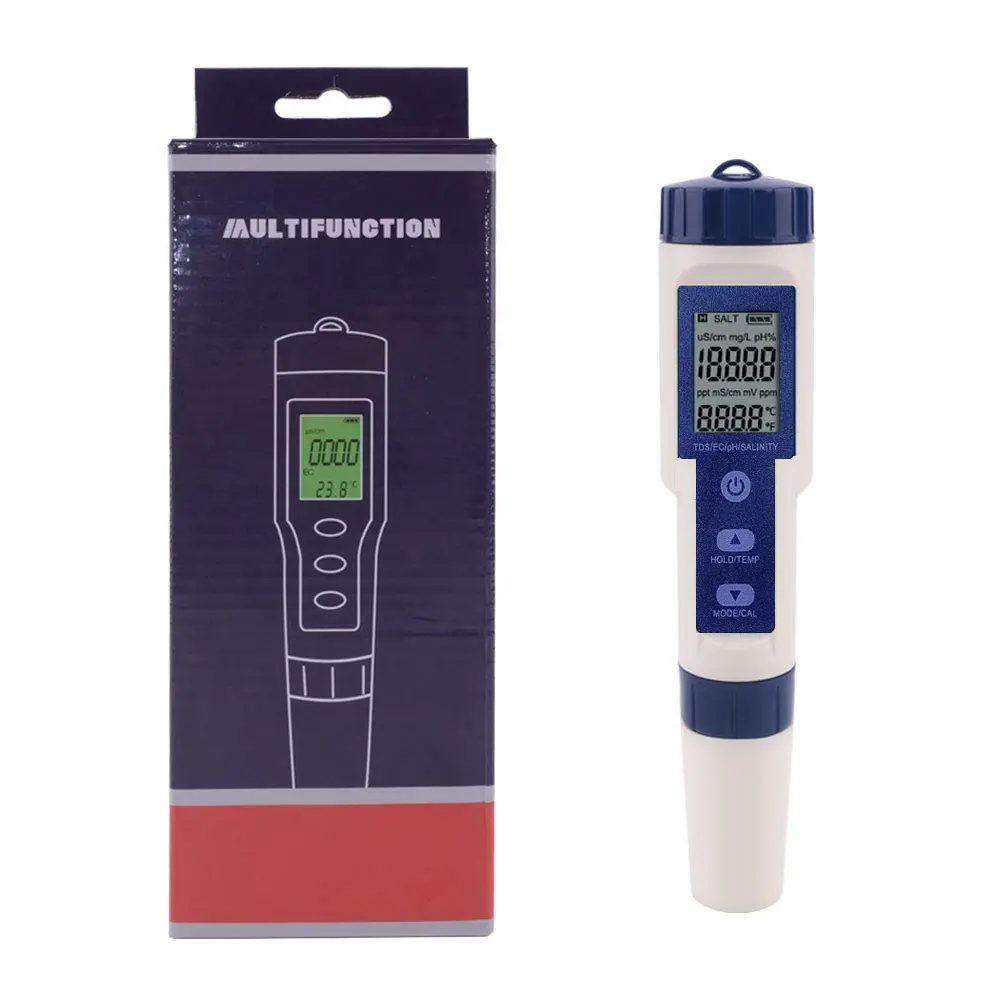 Taşınabilir 5 In 1 Tds_ec_ph_salinity_temperature metre dijital su kalitesi Ph test cihazı Forpools, içme suyu, akvaryumlar