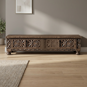 Modern Solid Wood Adjustable Height <b>Sideboard</b> Cabinet-Antique Buffet Dining Room Storage with Large Capacity - Product Image 1