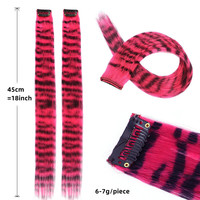 Extension de cheveux synthétique à clipser, motif léopard, perruque colorée, cheveux longs et lisses, clip coussin