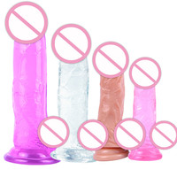 Dildo Transparente Realista de 8.6 Pulgadas con Glande Pequeño, Grueso y Ventosa, Pene Flexible de Gelatina, Juguetes Sexuales
