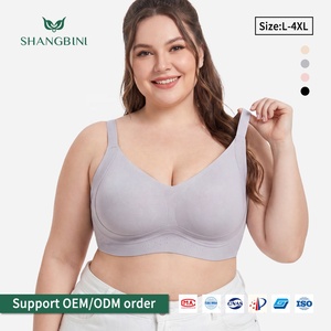 SHANGBINI Laser Perforated W-Curve Seamless Plus Size Bra Wireless Breathable Lifting Bralette L-4XL