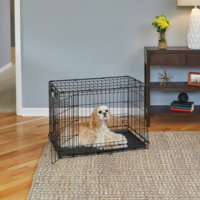 Cage pliable en fil métallique pour animaux de compagnie, design simple et robuste, portes à double accès, clips de sécurité, plateau de nettoyage amovible, pliable à plat pour l'intérieur