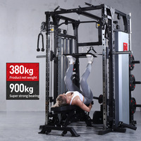 Rack de Sentadillas Multifuncional Comercial para Gimnasio en Casa, Equipo de Fitness Integral con Máquina Smith de Acero de Procesamiento Personalizado