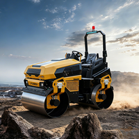 Rouleau compacteur vibrant à double tambour Kubota 45,7 CV 4 tonnes avec pompe à engrenages motorisée 2x48KN pour compactage de chaussées en asphalte à faible force de compactage