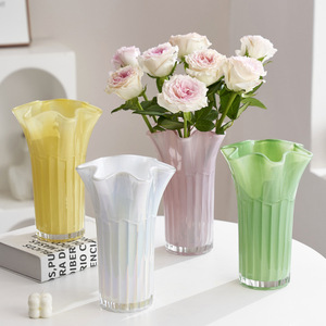 Scandinavian Ins Style Glass Vase Living Room Light Luxury Flowers Lily Flower Arrangement Bottle Ornament New Home Gift