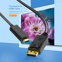 Câble HDMI 1080P vers DP 1.2 avec coque ABS, verrouillage par loquet, cuivre nu plaqué or pour PC, ordinateur portable, moniteur, projecteur
