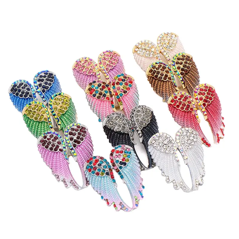 Fashion Vintage Angel Wings Brooch Pins Women Men's Jewelry Christmas Gift Antique Gold Color Rhinestone Brooches for Sale